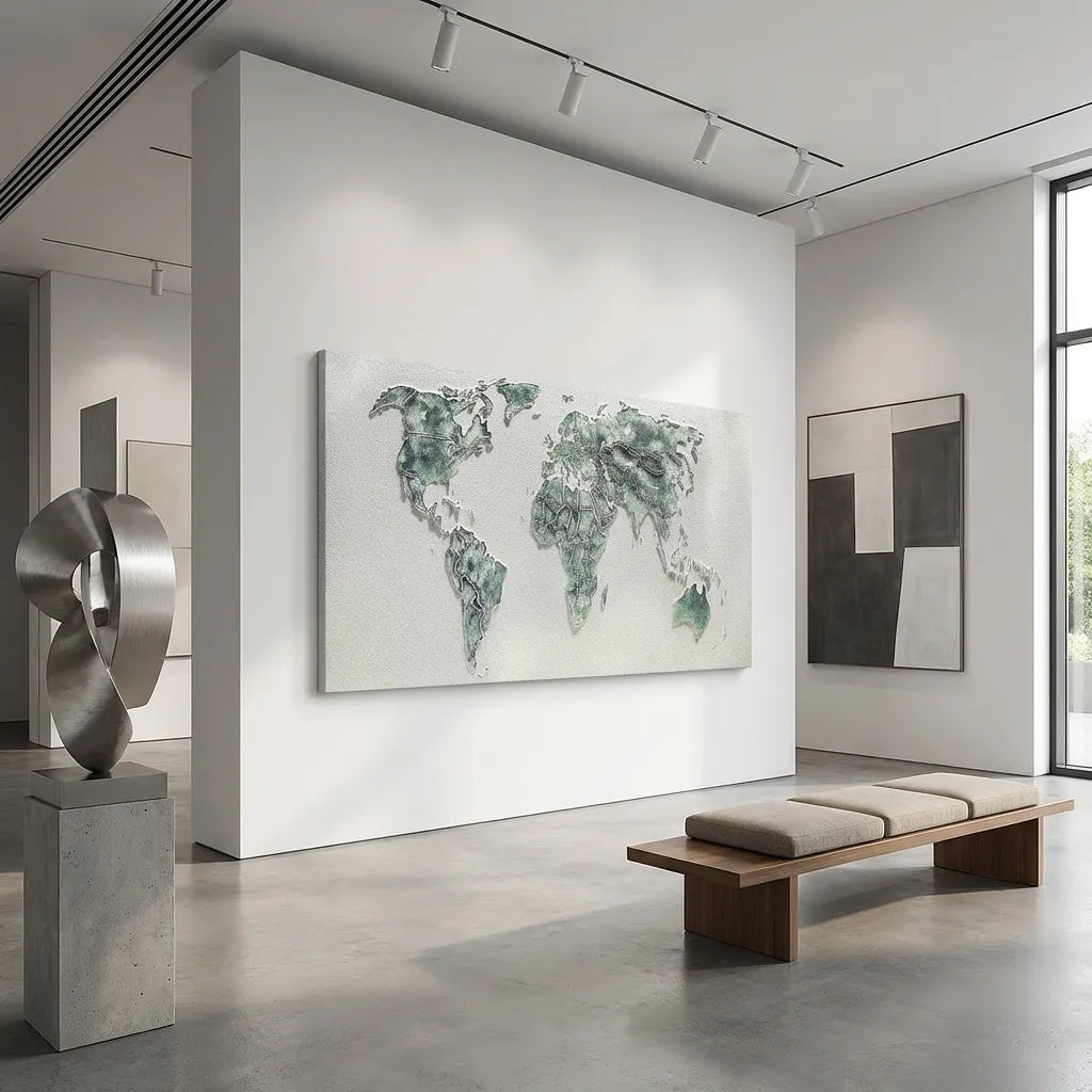World Map Relief Canvas PM#3639