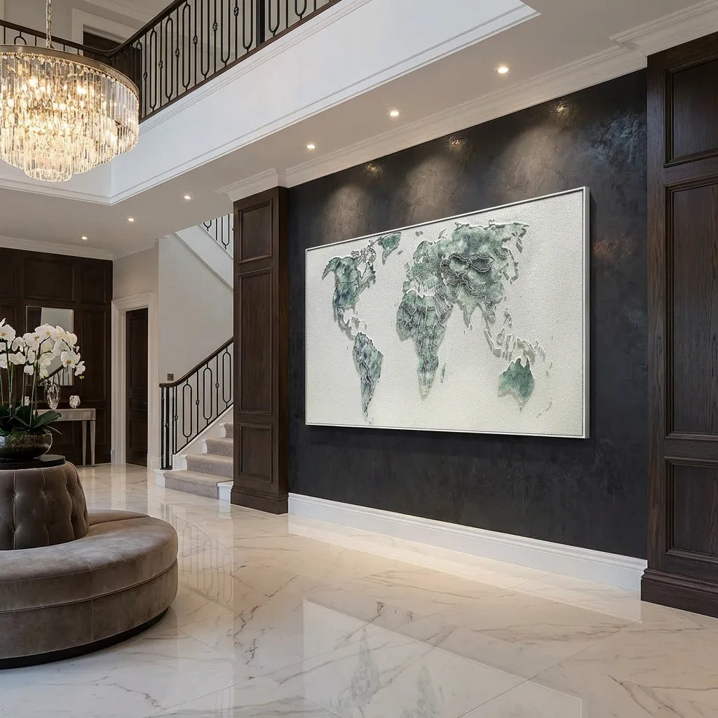 World Map Relief Canvas PM#3639