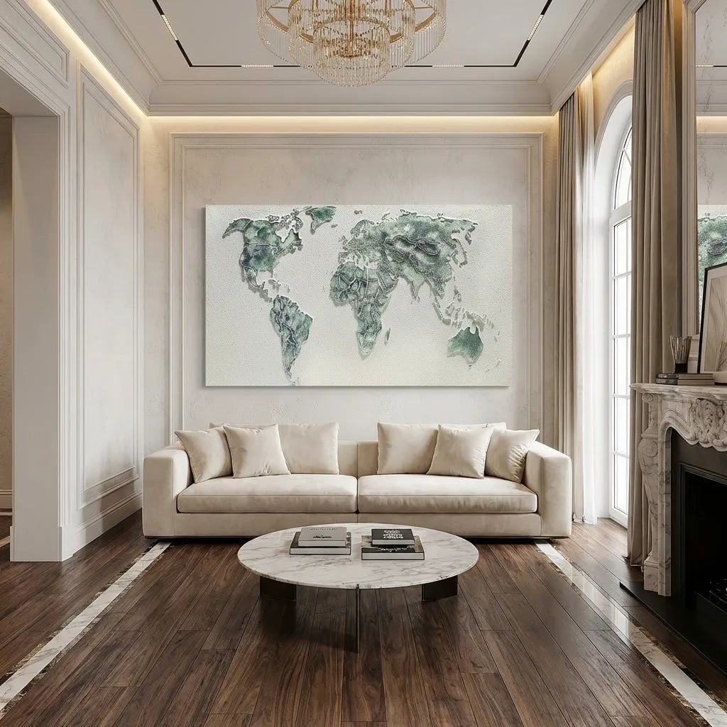 World Map Relief Canvas PM#3639