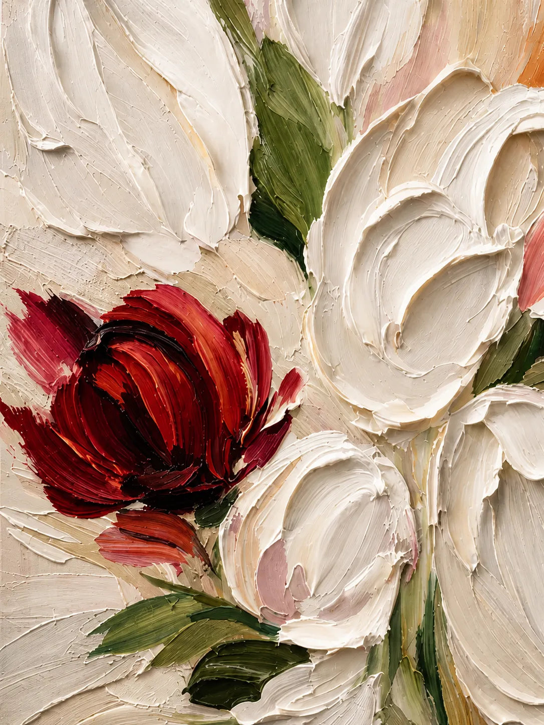 White Tulip Impasto Painting AA#0217