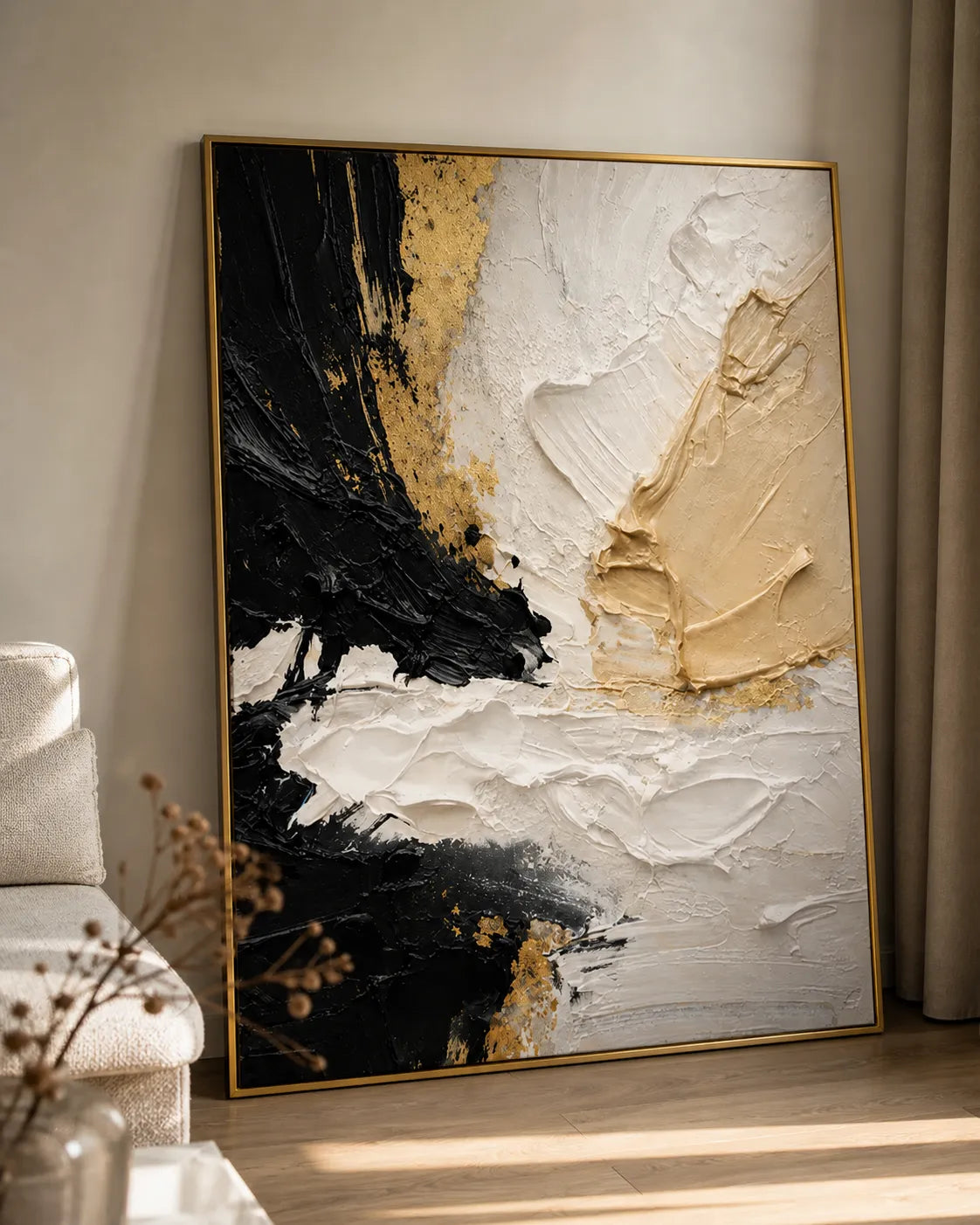 Black & Gold Abstract Painting AA#0268